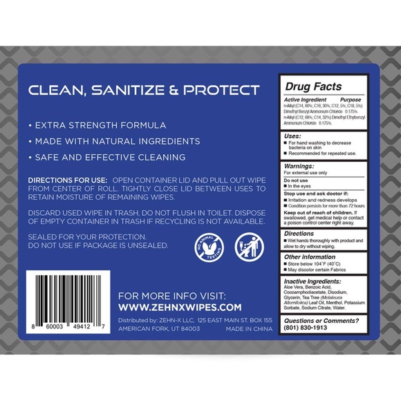 Lot of 2 Zehn-X Sanitizing Wipes - Picture 3 of 3